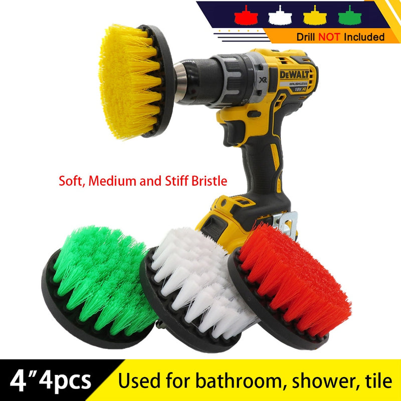 4pcs drill kit Electric Scrubber brush set Drill Brush for shower bathroom Car Leather Plastic Wooden Furniture Cleaning Kit