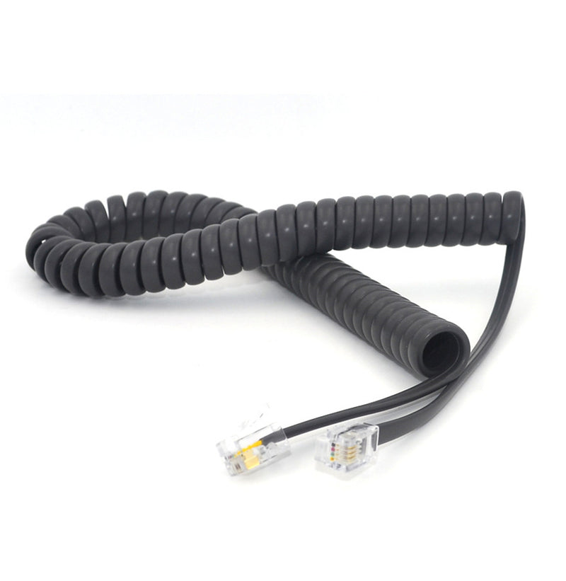 Telephone curly spring coiled cable with RJ10 (4P4C) modular plugs