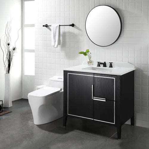 EZANDA - Grifo para lavabo de baño de 2 manijas de latón con desagüe y líneas de suministro de metal, bronce aceitado