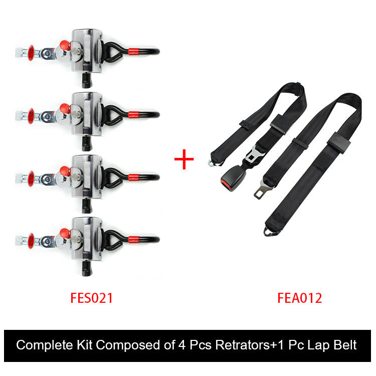 FES031 Wheelchair Seat Belt Complete Kit Composed With4 PCS Retrators +1 PC Lap Belt