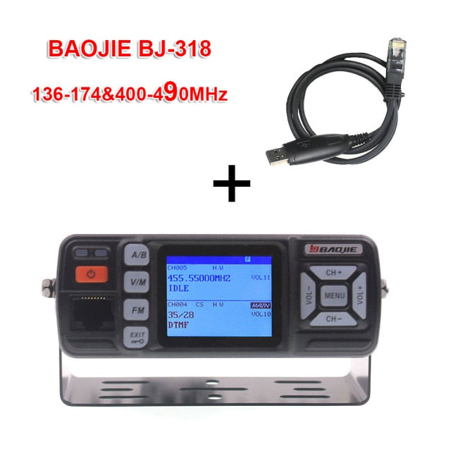 BAOJIE Walkie Talkie BJ-318 25W Dual Band 136-174&400-490MHz Car FM Radio BJ318 (upgrade version of BJ-218)