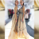 Jusere Real Photos Shinning Luxury Beading A line Evening Dresses Runway Exquisite Embellishment Newest Fashion Gowns