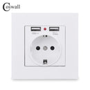 Coswall Puerto de carga USB dual 5V 2.1A Indicador LED 16A Wall EU Toma de corriente Toma de corriente PC Panel Gris Gris Negro Blanco Oro