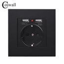 Coswall Puerto de carga USB dual 5V 2.1A Indicador LED 16A Wall EU Toma de corriente Toma de corriente PC Panel Gris Gris Negro Blanco Oro