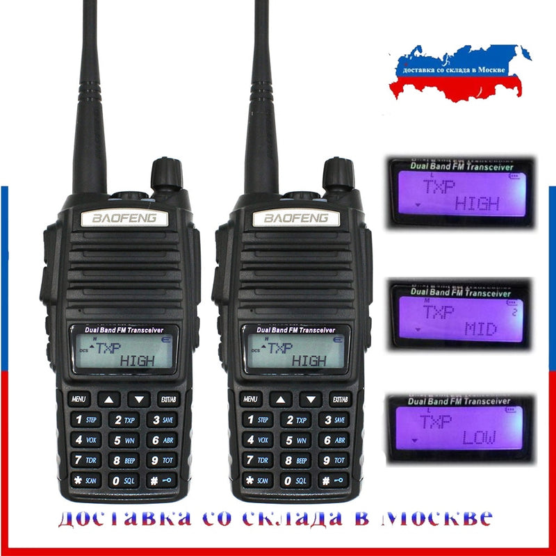 2 teile/los BaoFeng echte 8 Watt UV-82 High Power Zweiwegradio Tragbares Radio Dual Band VHF/UHF 10 km lange reichweite Walkie Talkie UV82