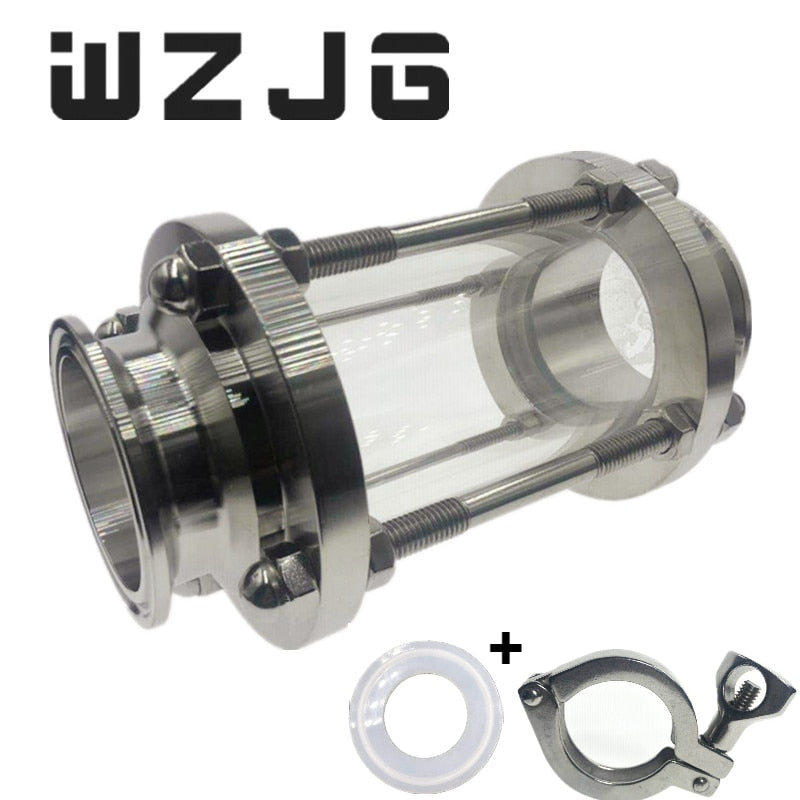 WZJG New 2" Tri Clamp Type Flow Sight Glass Diopter For Homebrew Diary Product Stainless Steel SS304 Ferrule OD 64mm