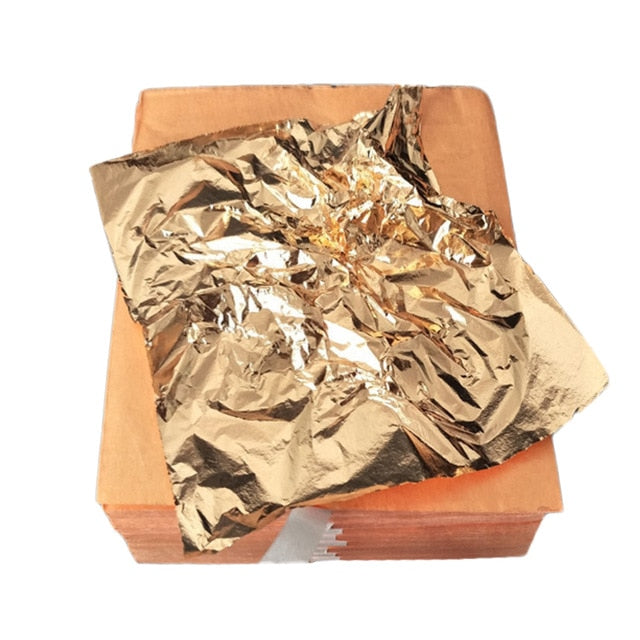 100 Stück Art Craft Design Papier Vergoldung Imitation Goldsplitter Kupferfolie Papiere DIY Craft Decor Blatt Blätter Blätter 14x14cm