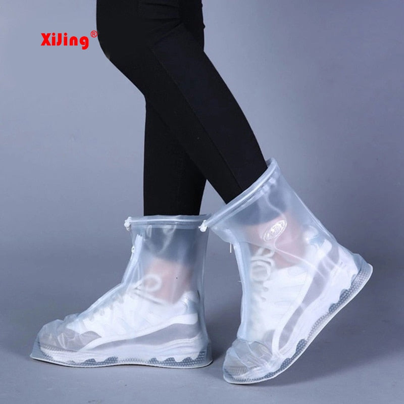 Botas impermeables de lluvia de alta calidad, botas de tacón, zapatos reutilizables para hombres y mujeres, chubasquero, cubierta impermeable antideslizante más gruesa para zapatos