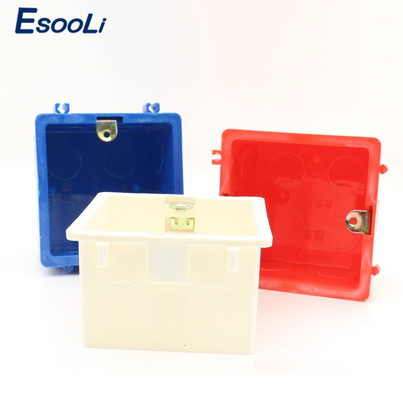 Esooli, gran oferta, Cassette de 86x86MM, caja de montaje en pared blanca Universal para caja trasera de enchufe europeo/británico e interruptor táctil de pared popular en RU