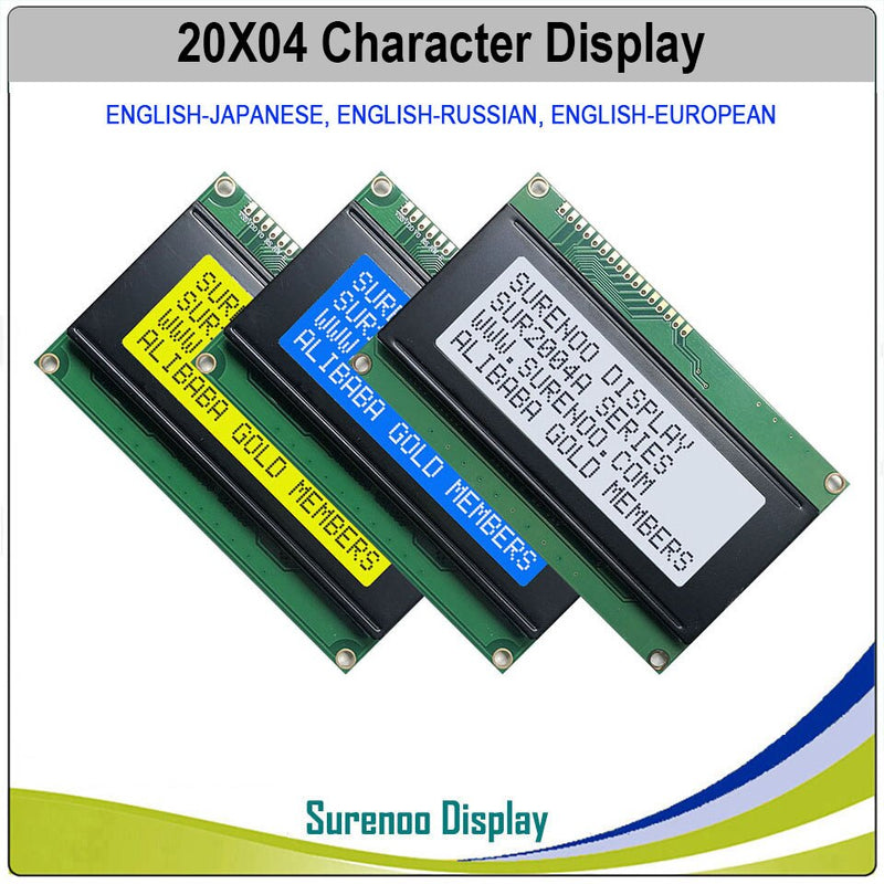 English / Japanese / Russian / European 204 20X4 2004 Character LCD Module Display Screen LCM with LED Backlight
