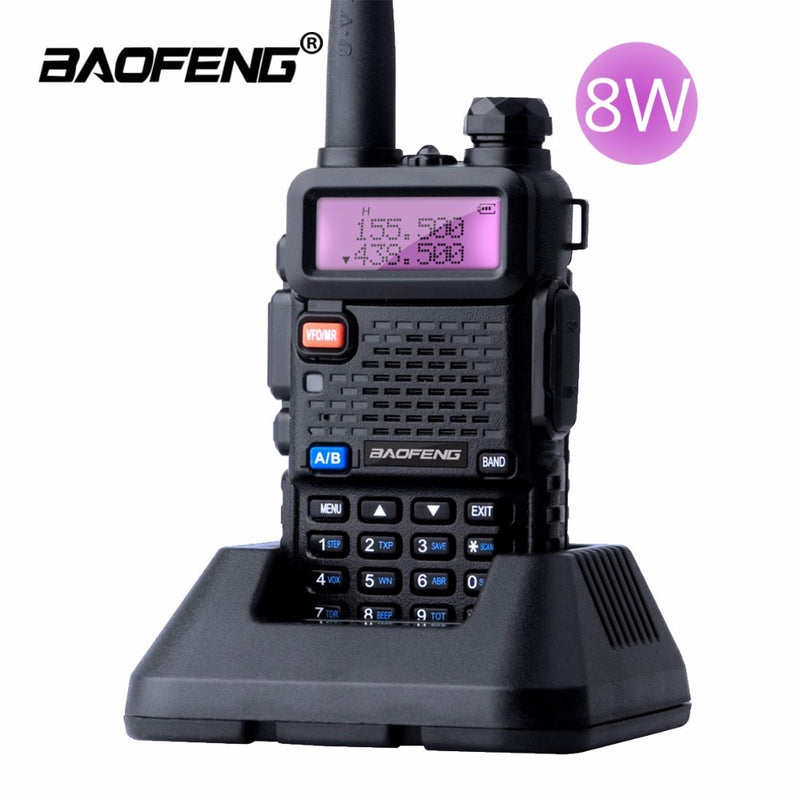 Baofeng UV-5R 8W Walkie Talkie 10km Banda dual UV 5R Ham Radio bidireccional VOX Linterna de mano Radio de caza portátil de largo alcance