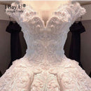 Pearl Beading Ivory Satin Vintage Wedding Dress Vestidos De Noiva De Luxo 2020 Sexy Wedding Dresses Turkey Dubai Luxury Style