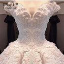 Pearl Beading Ivory Satin Vintage Wedding Dress Vestidos De Noiva De Luxo 2020 Sexy Wedding Dresses Turkey Dubai Luxury Style