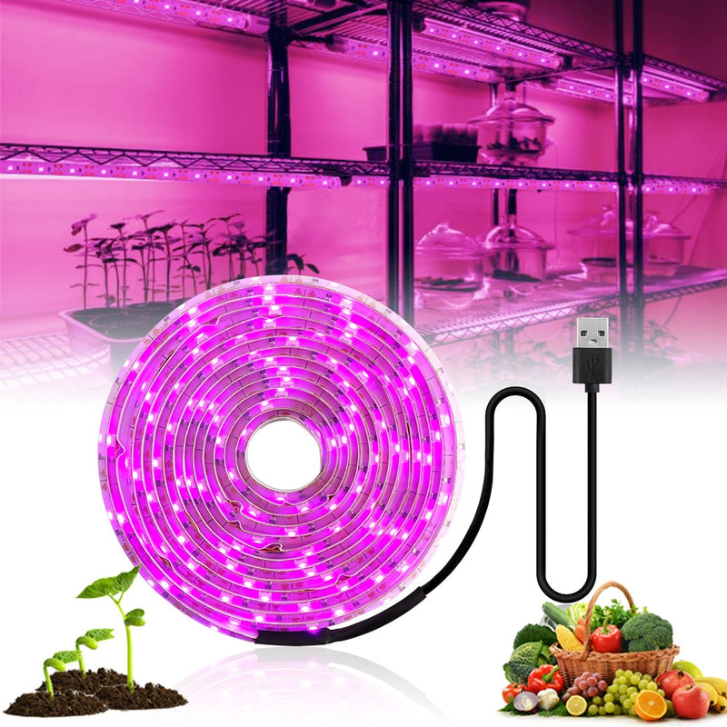 Luz LED de cultivo de espectro completo 5V, tira de luz de cultivo USB 2835, lámparas LED Phyto para plantas, cultivo hidropónico de invernadero, 0,5 M, 1M, 2M, 3M