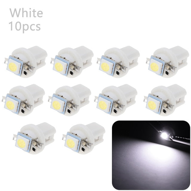 10Pcs LED-Licht-Auto-Messgerät-Geschwindigkeits-Schlag-Birnen-Armaturenbrettinstrument-Licht-Keil-Innenlampe B8.5D 509T B8.5 5050 führte 1 SMD-T5-Lampe
