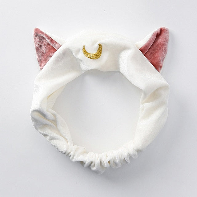 Diadema con orejas de gato Sailor Moon, accesorio para el cabello, diadema, Cosplay de Anime, herramienta de maquillaje para lavado de cara, tocado de Lolita para mujer