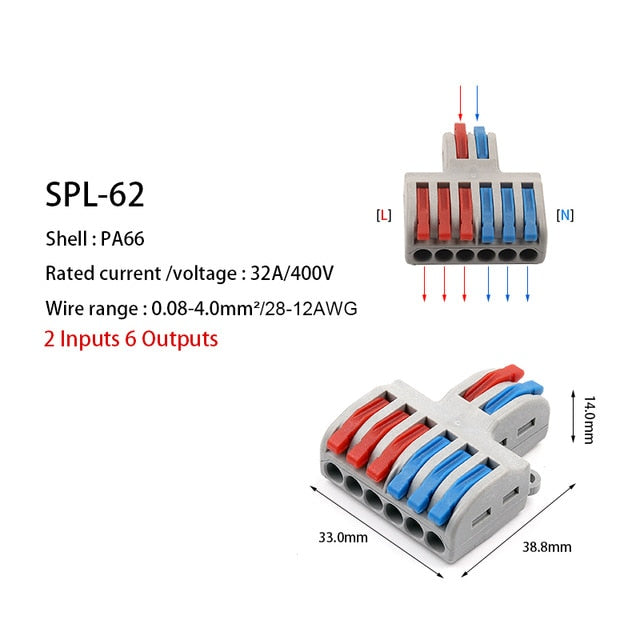 5/10 unids/lote SPL-42/62 Mini conector de Cable rápido conector de Cable de cableado Universal bloque de terminales de Conductor push-in DIY YOU