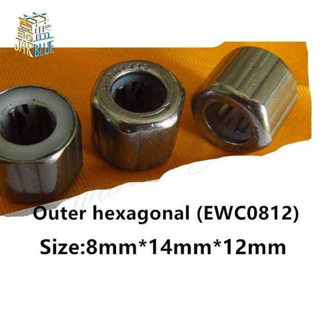 2 uds rodamiento HF081412 anillo exterior octágono/hexagonal exterior/superficie lisa/rodamiento de agujas unidireccional moleteado exterior 8*14*12mm