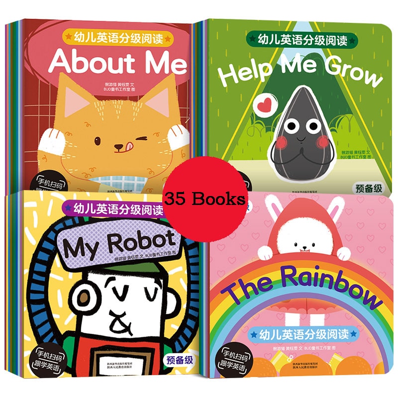 35 Bücher/Sets 15 cm x 15 cm Kinder Farbe Englisch Bild Eltern-Kind Lernbuch Geschenk für Kinder Baby lernen Geschichten lesen