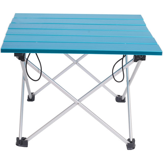 Mesa plegable de aluminio portátil para cena al aire libre, senderismo, Camping, barbacoa, escritorio de viaje, mesa ultraligera de aleación, azul, rosa, gris, pequeña