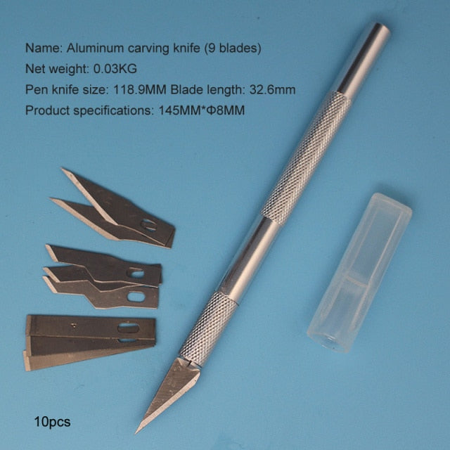 Mit Box Model Tool Making 13 Blade Polymer Clay Multifunktions-Stiftmesser Metallskalpellmesser-Werkzeugsatz Messer