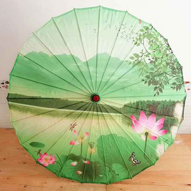 Paraguas de seda para mujer, paraguas de baile antiguo de seda con flores de cerezo japonés, paraguas decorativo, paraguas de papel al óleo de estilo chino