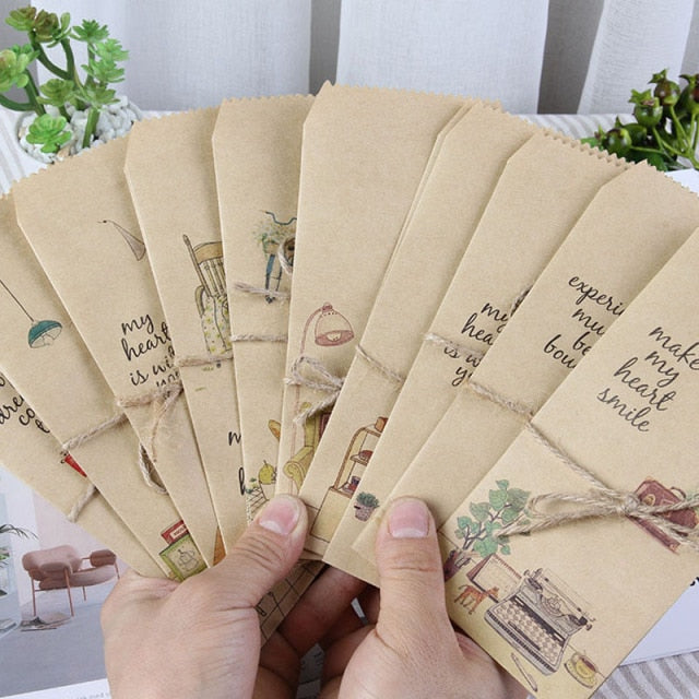 20 uds/lote de Mini sobres de papel coloridos de dibujos animados de Corea, sobres artesanales de regalo para bebés pequeños Kawaii para invitaciones de cartas de boda