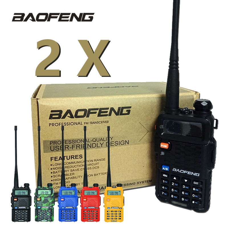 2Pcs Baofeng UV-5R Walkie Talkie UV5R CB Radio Station 5W 128CH VHF UHF Dual Band UV 5R Two Way Radio for Hunting Ham Radios