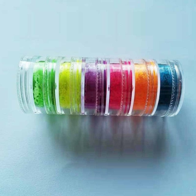 Juego de pigmentos de fósforo de neón, polvo fluorescente para uñas, purpurina para ojos, decoración de manicura, paletas de pigmentos para decoración de uñas