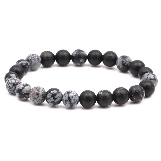 Pulsera con cuentas de 8mm de piedra Natural, Ojo de Tigre de Lava, ónix negro, cuentas curativas mate, brazalete elástico, amuleto de Yoga para mujeres y hombres, joyería