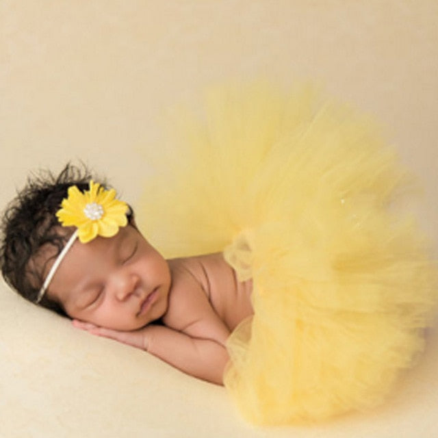 Newborn Photography Props Baby Girls Princess Tutu Skirt Headband New Born Girl Photo Green Pettiskirt fotografia accessories