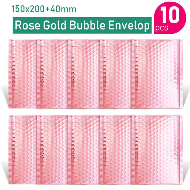 Oro/oro rosa/plata láser/rojo oscuro/púrpura/rosa rojo papel de aluminio burbuja Mailer CD/embalaje de pestañas envío sobres acolchados