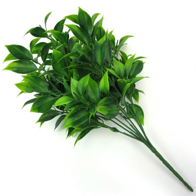 7 Zweige grüne Kunstpflanzen für Gartenbüsche Kunstgras Eukalyptus Orangenblätter Kunstpflanze für Heimwerkerdekoration