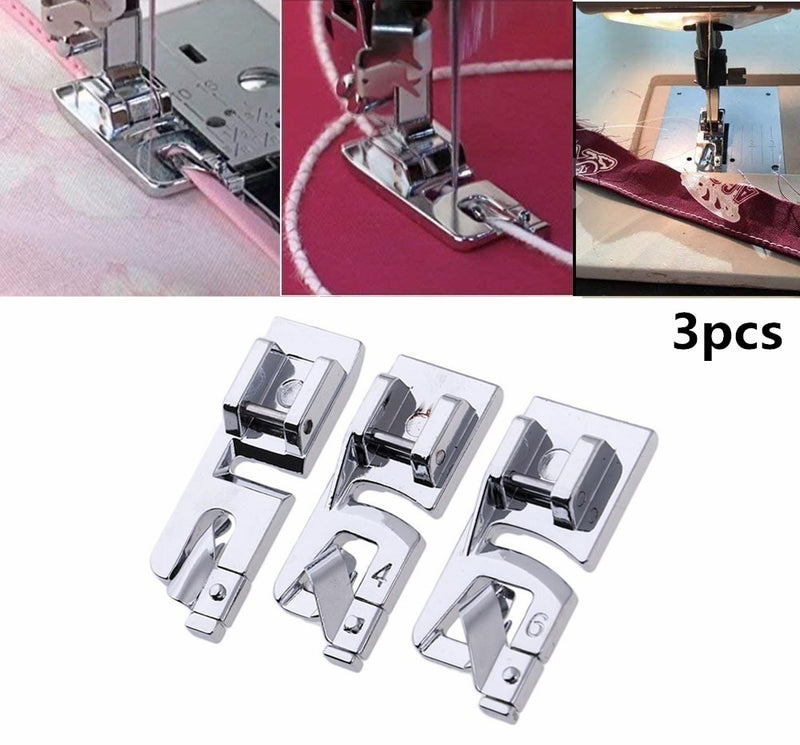 3Pcs sewing accessories Narrow Rolled Hem Sewing Machine Presser Foot Set Household sewing tools embroidery hoop 5BB5569