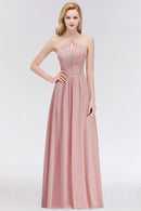 Vestido Madrinha Dusty Rose Lace Long Bridesmaid Dresses Sexy A Line Chiffon Dress for Wedding Party Robe Demoiselle D'honneur
