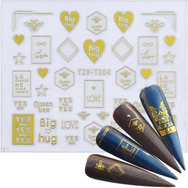30 Styles Nail Sticker Black&amp;Gold Flower/Love/Lace/Letter Vine Diamond Necklace Gel Polish Slider Zubehör Nail Art Decals