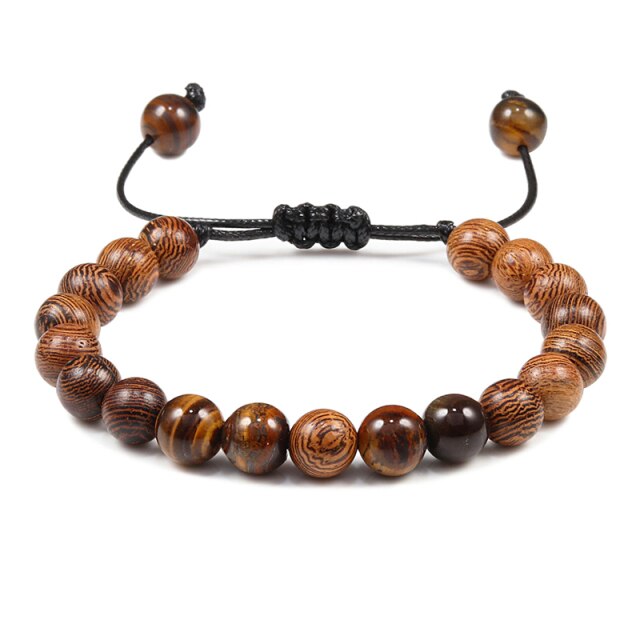 Hot Men Bracelet Wooden Beads Cross 7 Chakra  Healing Balance Onyx Bracelets&amp;Bangles Owl Prayer Reiki Buddha Women Jewelry Homme