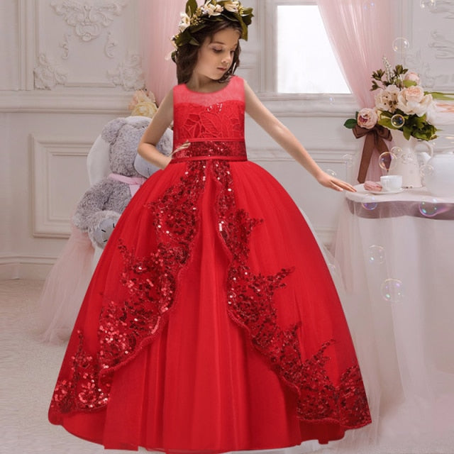 New 2020 Girls'Back Hollow Flower Dress Flower Boy High-end Wedding Dress Elegant Girls' Flower-lace Banquet Dress
