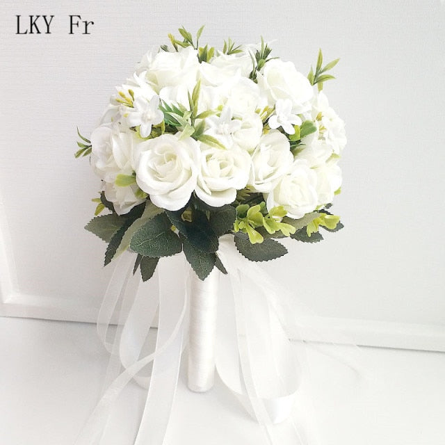 LKY Fr Hochzeitsstrauß Blumen Ehe Zubehör Kleine Brautsträuße Seidenrosen Hochzeitssträuße für Brautjungfern Dekoration
