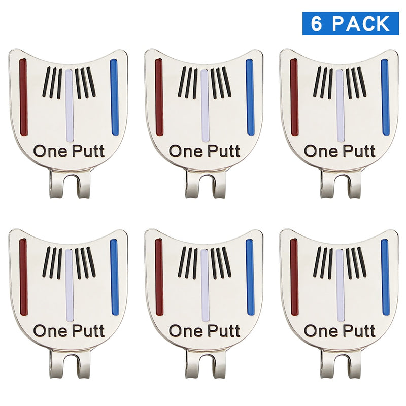 Pack of 6 Pcs One Putt Design Golf Ball Mark plus Magnetic Golf Hat Clip Golf Marker Drop Ship