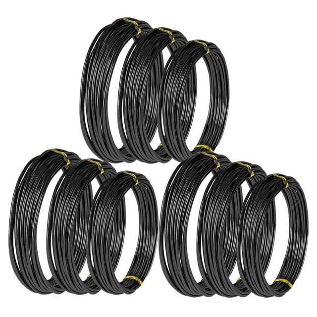 9 Rolls Bonsai Wires Anodized Aluminum Bonsai Training Wire with 3 Sizes (1.0 Mm,1.5 Mm,2.0 Mm),Total 147 Feet (Black)