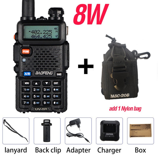 Powerful Baofeng UV-5R 8W Walkie Talkie VHF UHF Transceiver UV 5R Amateur Ham CB Radio Station 8Watts 10km Hunting Transmitter