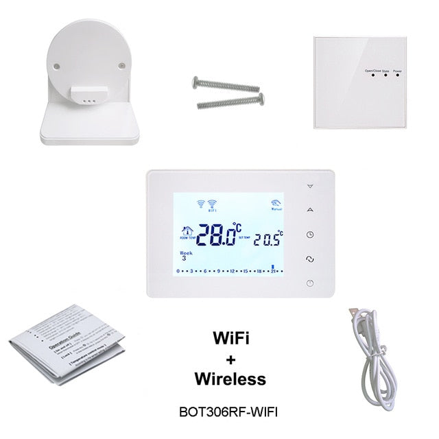 Beok Wireless Wifi Smart Thermostat for Gas Boiler Temperature Controller USB Powered Works with Google Home Alexa