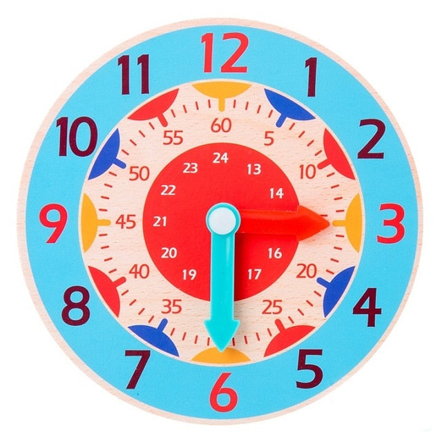 Reloj de madera Montessori para niños, hora, minuto, segundo, cognición, relojes coloridos, juguetes para niños, material didáctico preescolar temprano