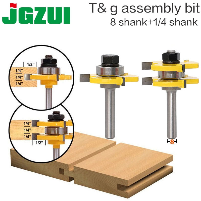 2-teiliges 8-mm-Schaft-Fräser-Bit-Set mit Nut- und Federverbindung, 3/4-Zoll-Holzschneidewerkzeug – RCT