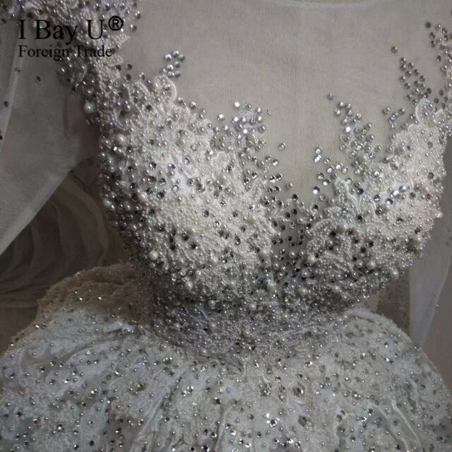 100% Real Work Video Luxury Full Beading Pearl Wedding Dress 2020 Long Sleeve Bespoke Wedding Gown 2pcs Design Bridal Dresses