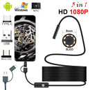 Nueva cámara endoscópica de 8,0 mm 1080P HD USB Endoscopio con 8 LED 1/2 / 5M Cable Boroscopio de inspección a prueba de agua para Android PC
