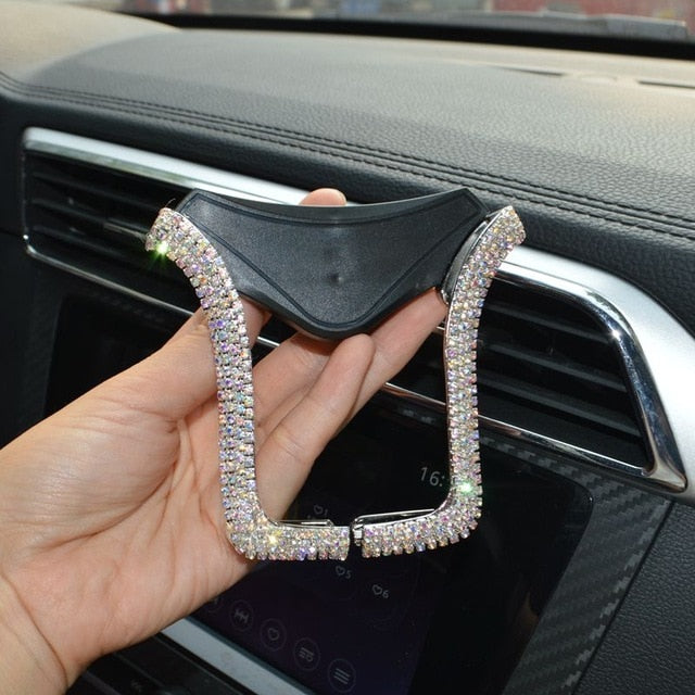 Universal Car Phone Holder with Bing Crystal Rhinestone Car Air Vent Mount Clip Cell Phone Holder for iPhone Samsung Car Holder