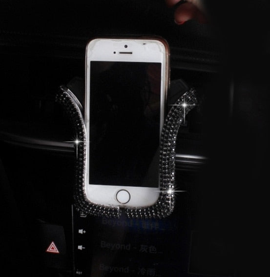 Universelle Autotelefonhalterung mit Bing-Kristall-Strass Auto-Lüftungsschlitz-Halterungsclip Handyhalterung für iPhone Samsung Autohalterung