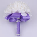 Cheap PE Rose Bridesmaid Wedding Foam flowers Rose Bridal bouquet Ribbon Fake Wedding bouquet de noiva Customized